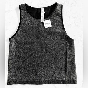 Anthropologie Sleeveless Metallic Black Tank Top